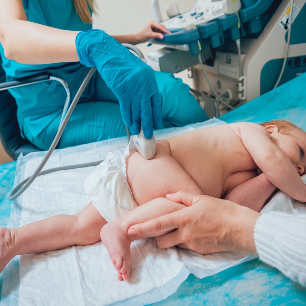 Doctor,And,Little,Boy,Patient.,Ultrasound,Equipment.,Diagnostics.,Sonography.,Hip